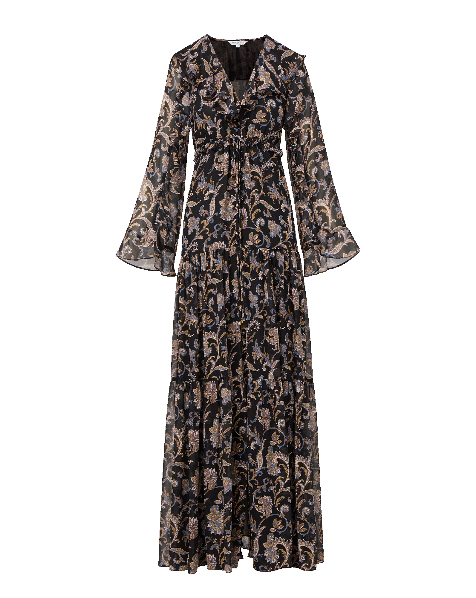 Veronica Beard Akara Silk Maxi Dress - Black Multi
