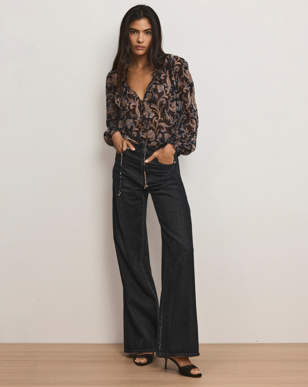Veronica Beard Hickory Paisley Blouse - Black Multi