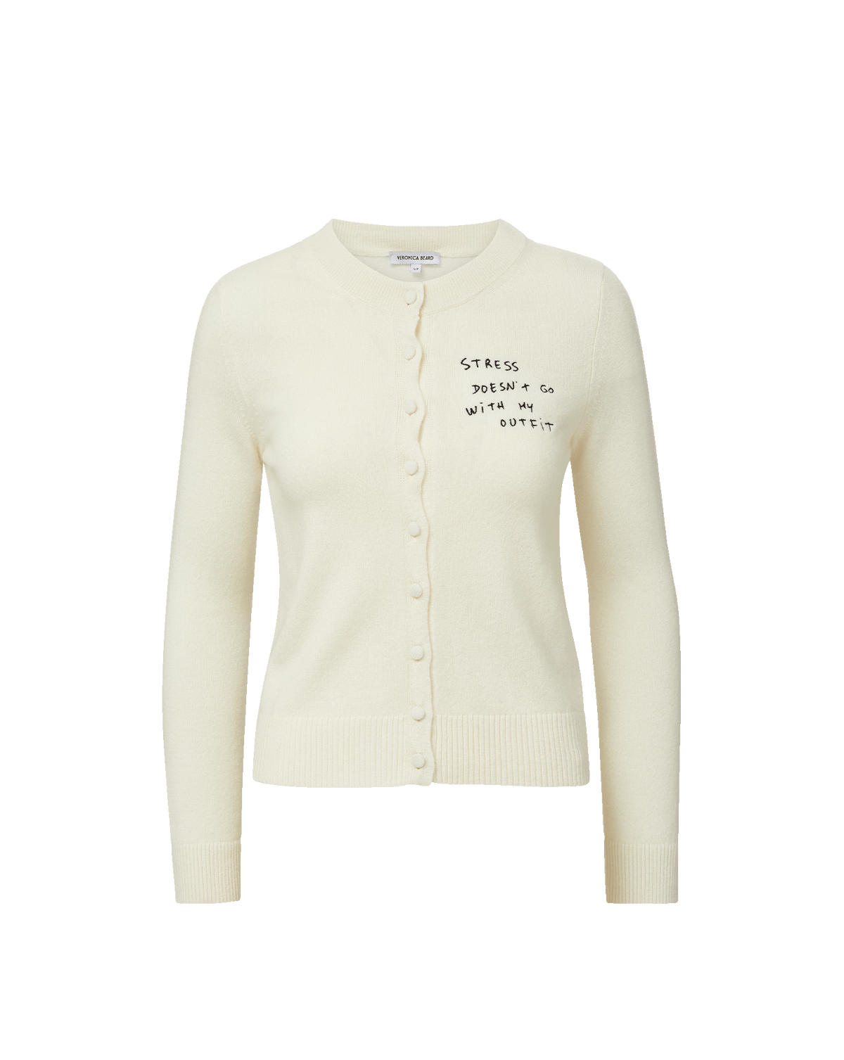 Daro Embroidered Cashmere Cardigan in Ivory | Veronica Beard