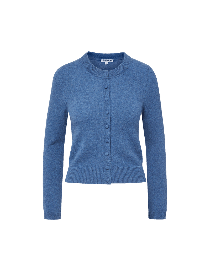 Cambria Knit Cardigan in Blue Diamond Jacquard Jay Multi