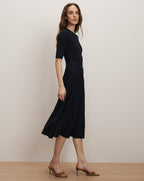 fitted lace wedding dress Veronica Beard Elthea Belted Midi Dress | Navy