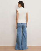 Veronica Beard Seraphine Knit Peplum Top - Off-White