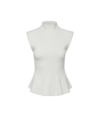 Veronica Beard Seraphine Knit Peplum Top - Off-White