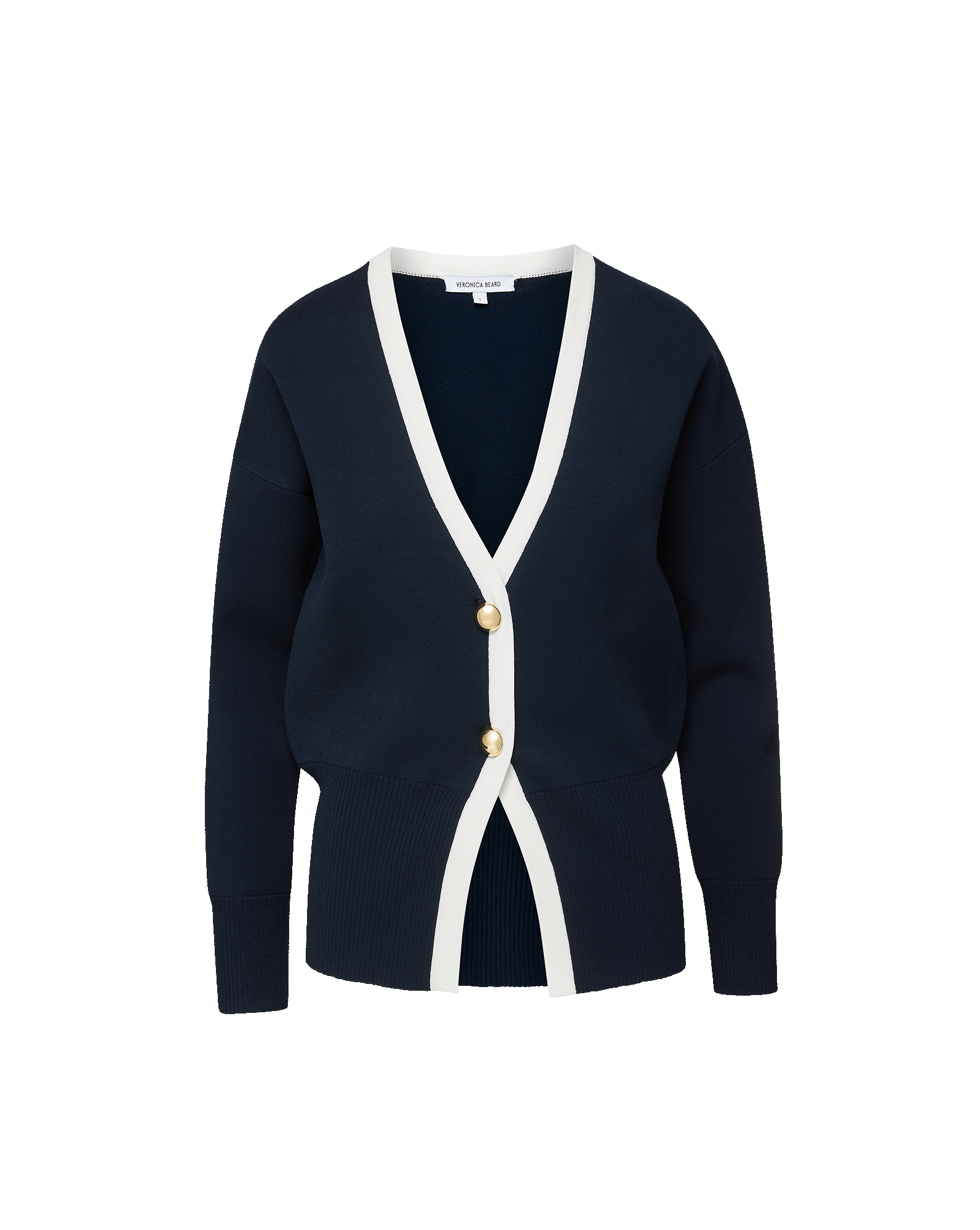 Cillian V-Neck Boyfriend Cardigan in Navy | Veronica Beard