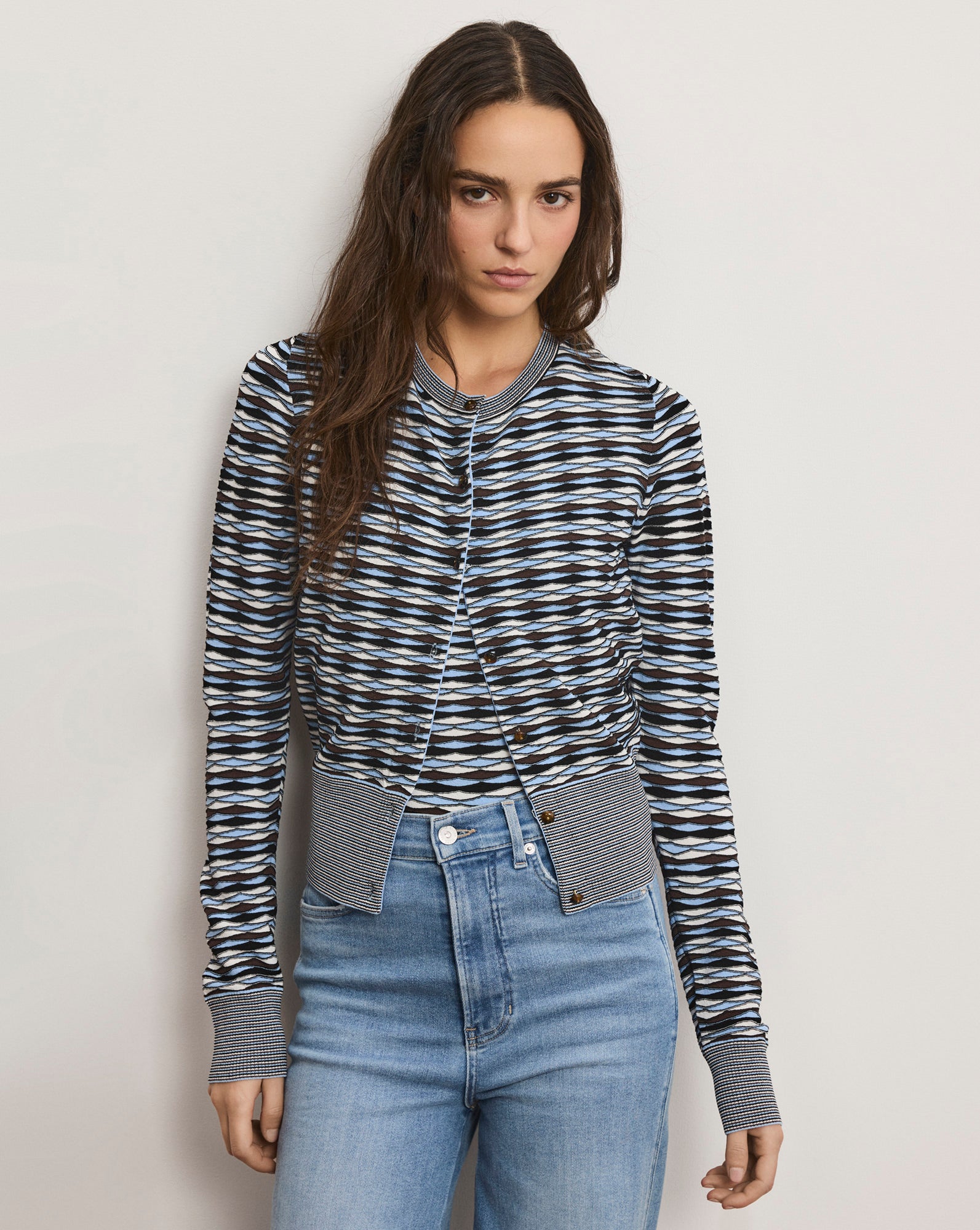 Veronica Beard Cambria Knit Cardigan - Blue Jay Multi