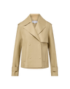 Veronica Beard Heathcliff Cropped Leather Trench Coat Stone Khaki