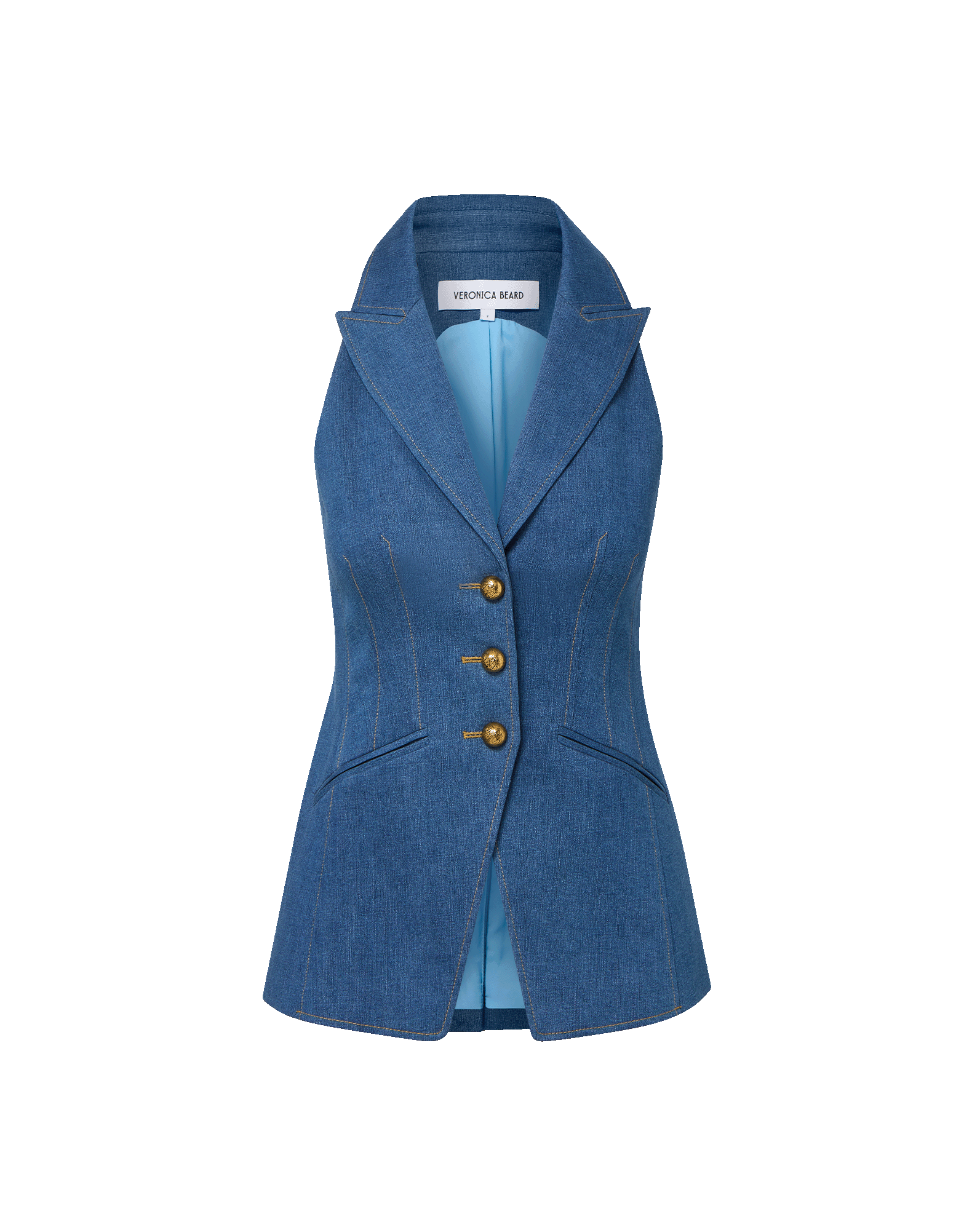 Costa Sleeveless Denim Vest in Blue | Veronica Beard