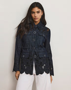 Veronica Beard Kiki Eyelet Jacket - Indigo Rinse