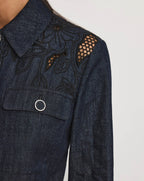 Veronica Beard Kiki Eyelet Jacket - Indigo Rinse