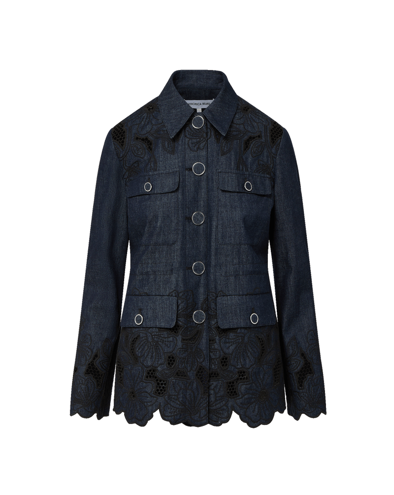 cropped jacket over fitted indigo knee length dress ASOS DESIGN denim boxy fit denim in washed denim Women's Designer Jackets & Blazers