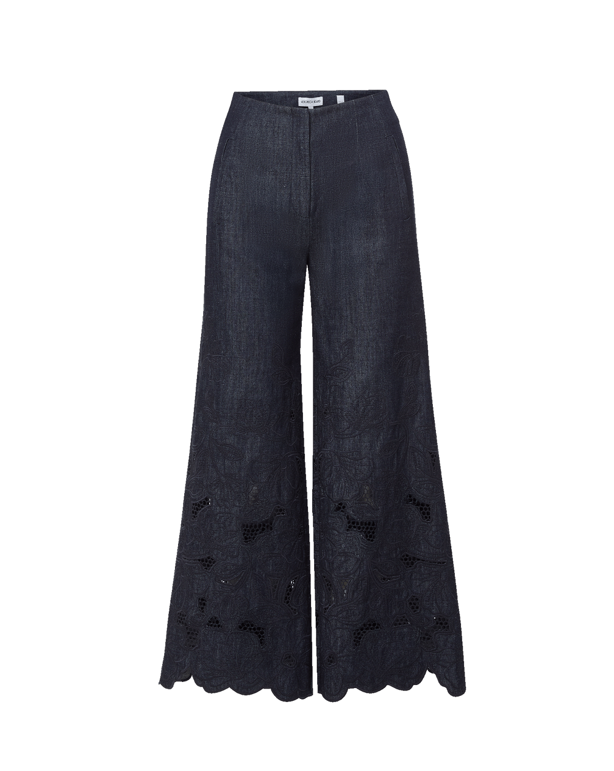 Osborne Wide-Leg Eyelet Pant in Indigo Rinse Dark Wash | Veronica