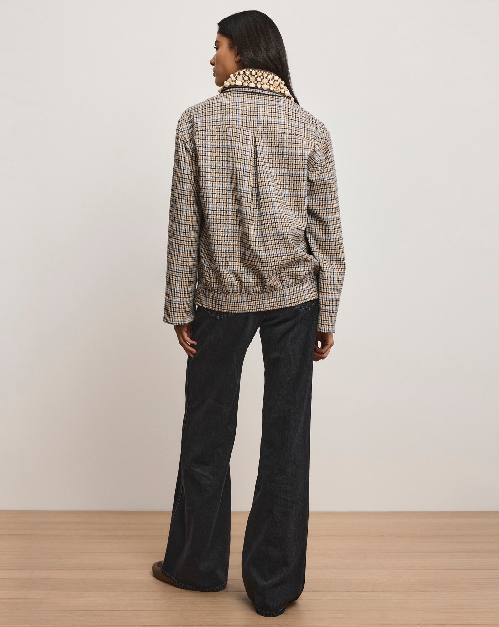 Kasper Plaid Chore Jacket in Brown & Blue | Veronica Beard Kasper Plaid Chore Jacket in Brown & Blue | Veronica Beard
