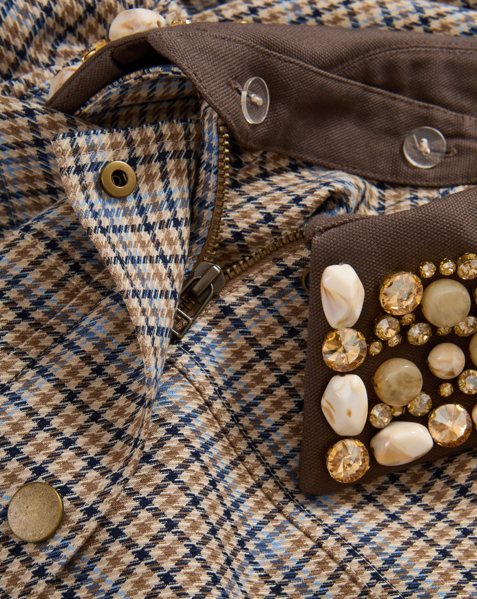 Kasper Plaid Chore Jacket in Brown & Blue | Veronica Beard