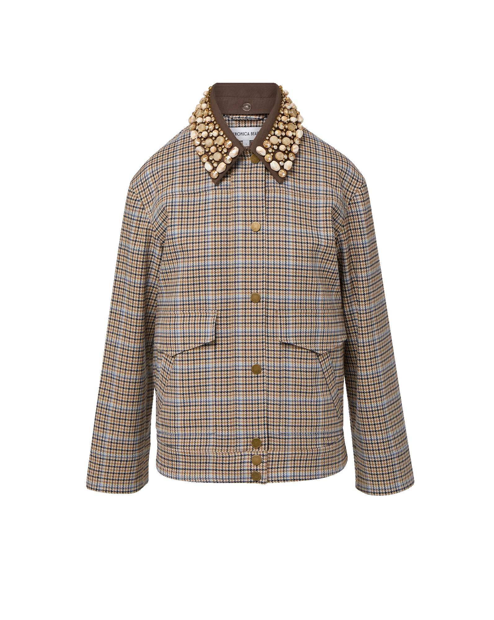 Kasper Plaid Chore Jacket in Brown & Blue | Veronica Beard