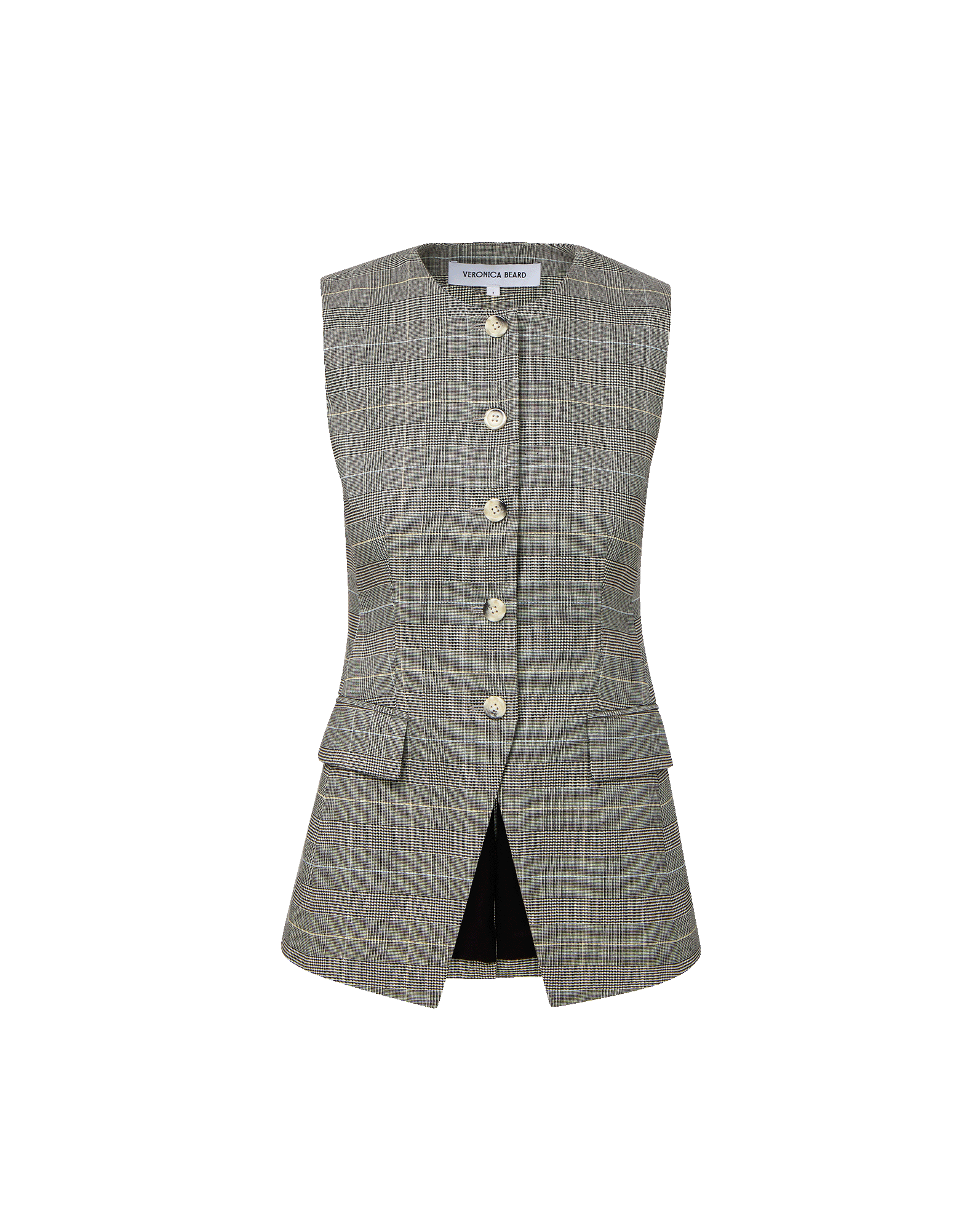 Veronica Beard Lois Linen Vest - Black Multi