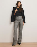 Veronica Beard Jude Linen Wide-Leg Pant - Black Multi