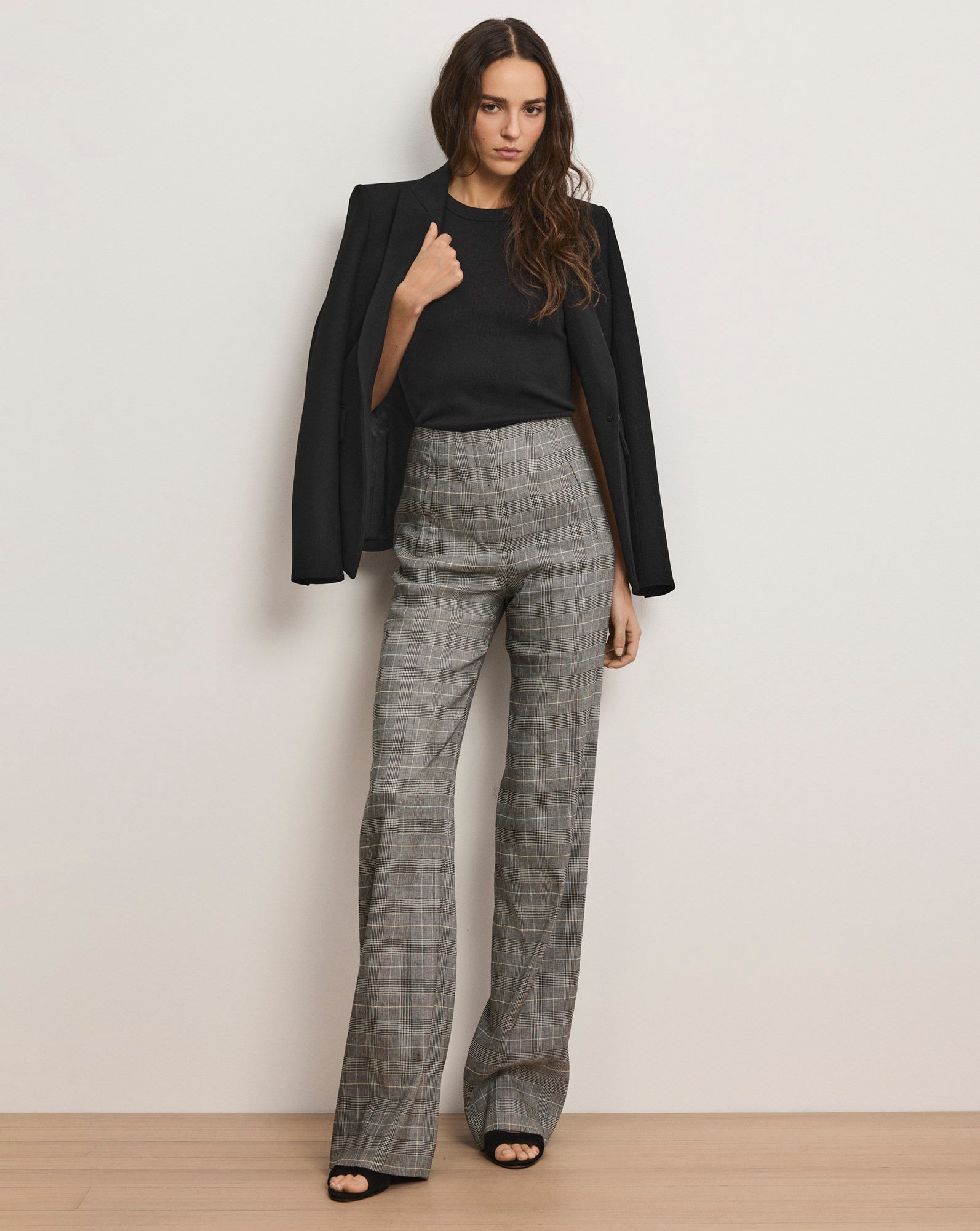 Veronica Beard Jude Linen Wide-Leg Pant - Black Multi