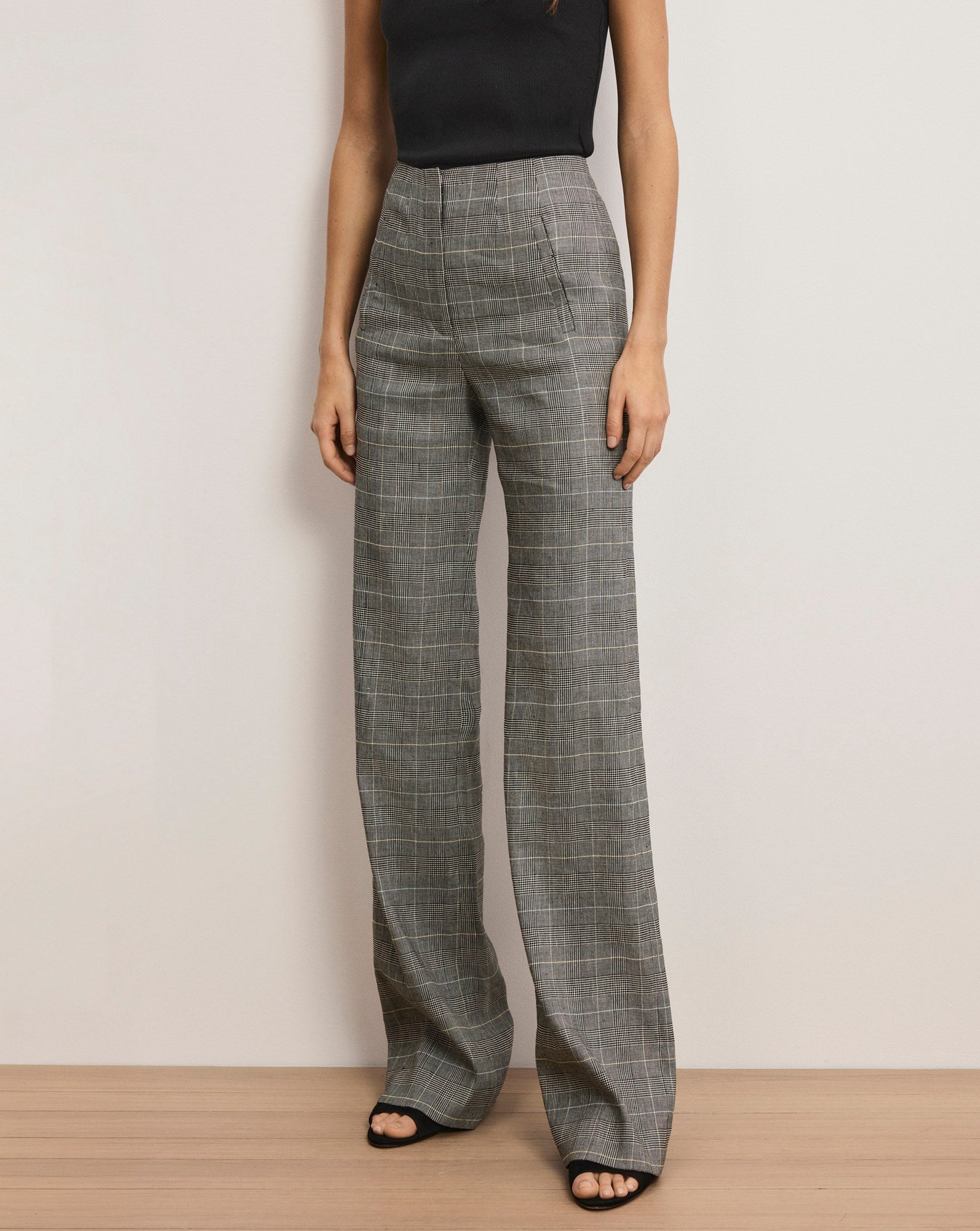 Veronica Beard Jude Linen Wide-Leg Pant - Black Multi