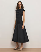 Veronica Beard Lisette Cotton Poplin Midi Dress - Black