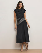Veronica Beard Lisette Cotton Poplin Midi Dress - Black