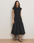 Veronica Beard Lisette Cotton Poplin Midi Dress - Black