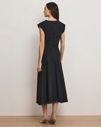 Veronica Beard Lisette Cotton Poplin Midi Dress - Black