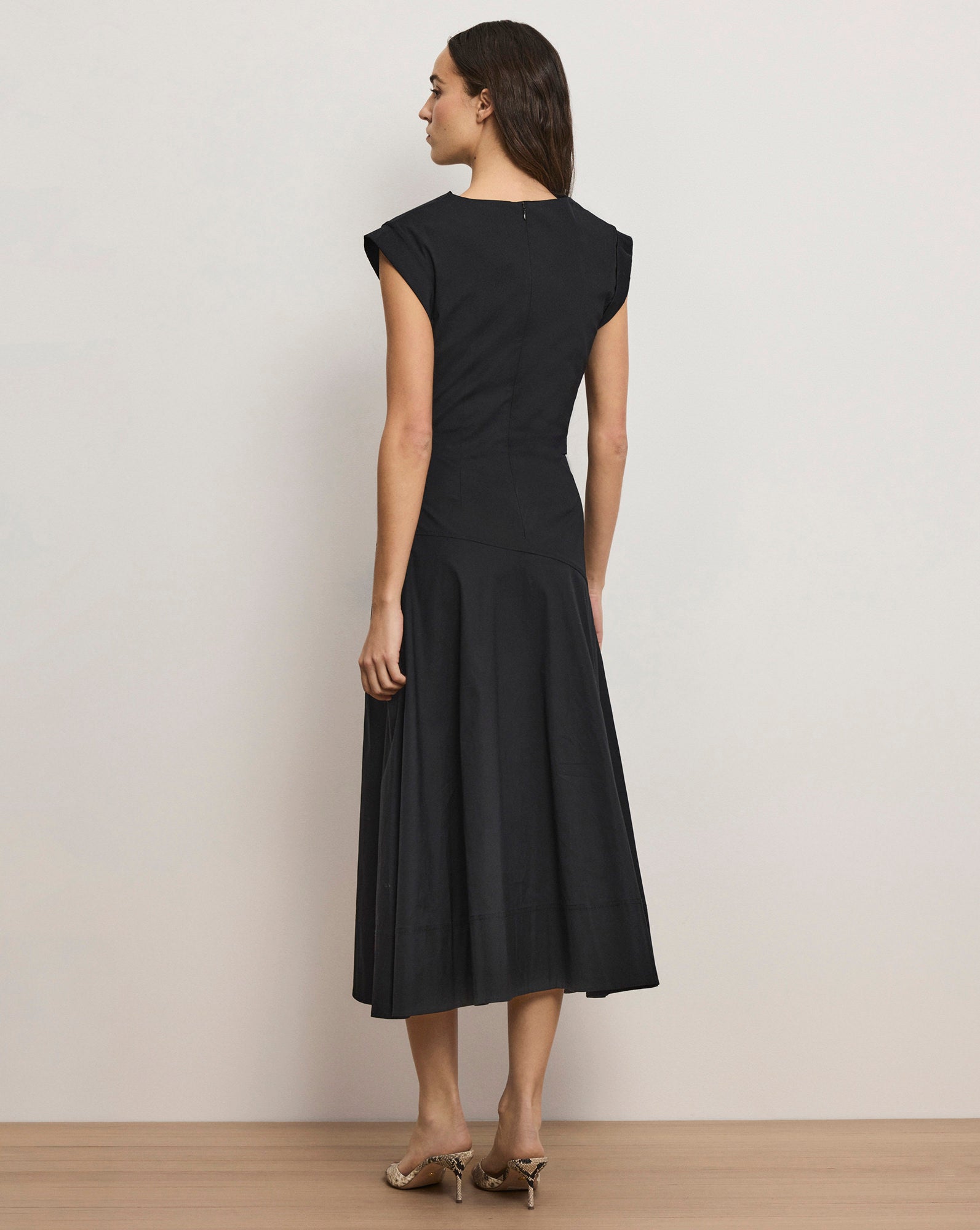 Veronica Beard Lisette Cotton Poplin Midi Dress - Black