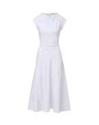 Veronica Beard Lisette Cotton Poplin Midi Dress - White
