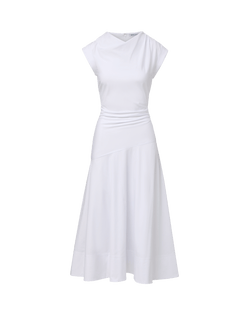 Veronica Beard Lisette Cotton Poplin Midi Dress - White