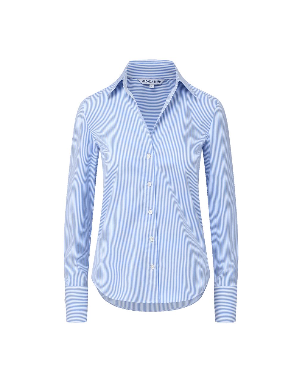 Veronica Beard Amelia Striped Button-Down Shirt - Blue Jay/White