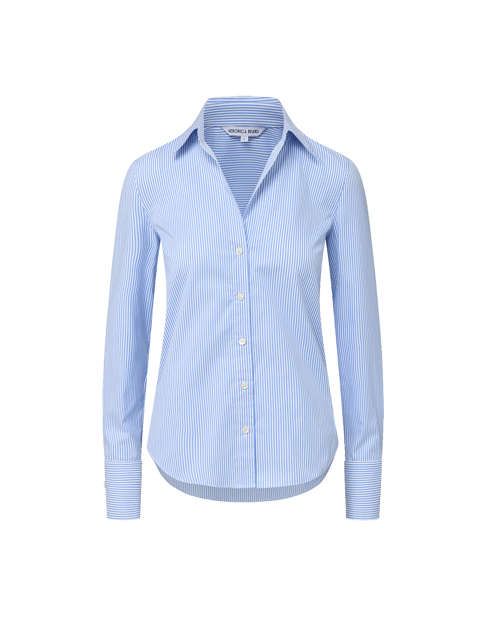 Veronica Beard Amelia Striped Button-Down Shirt - Blue Jay/White