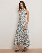 Veronica Beard Mackey Paisley Halter Midi Dress - Dove White Multi