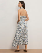 Veronica Beard Mackey Paisley Halter Midi Dress - Dove White Multi