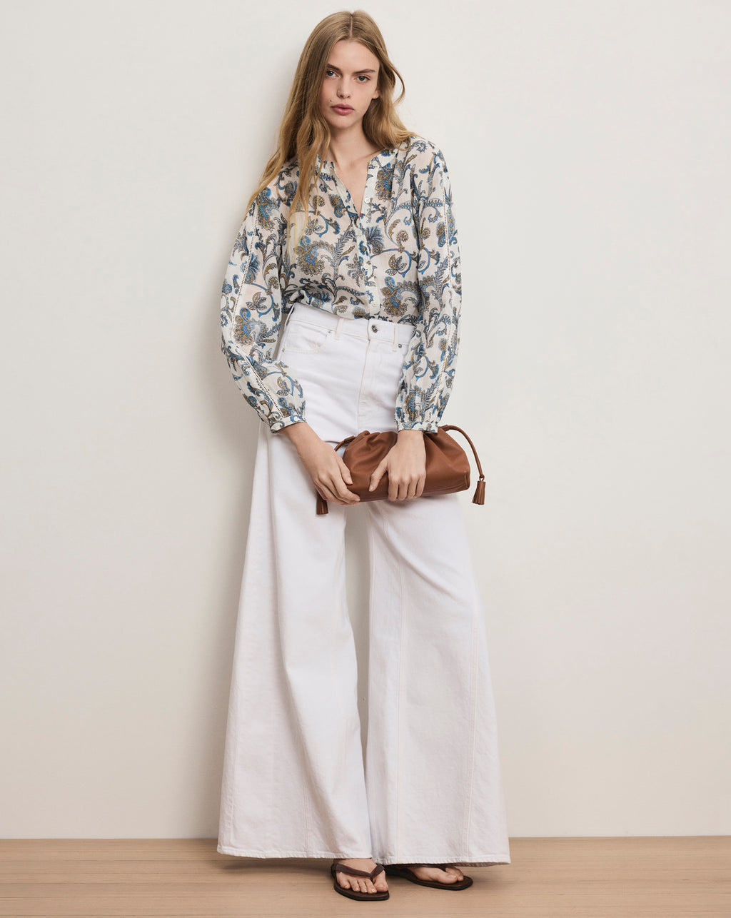Veronica Beard Soleil Paisley Blouse - Dove White Multi