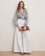 Veronica Beard Soleil Paisley Blouse - Dove White Multi