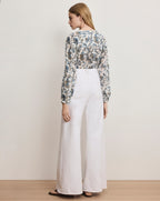Veronica Beard Soleil Paisley Blouse - Dove White Multi