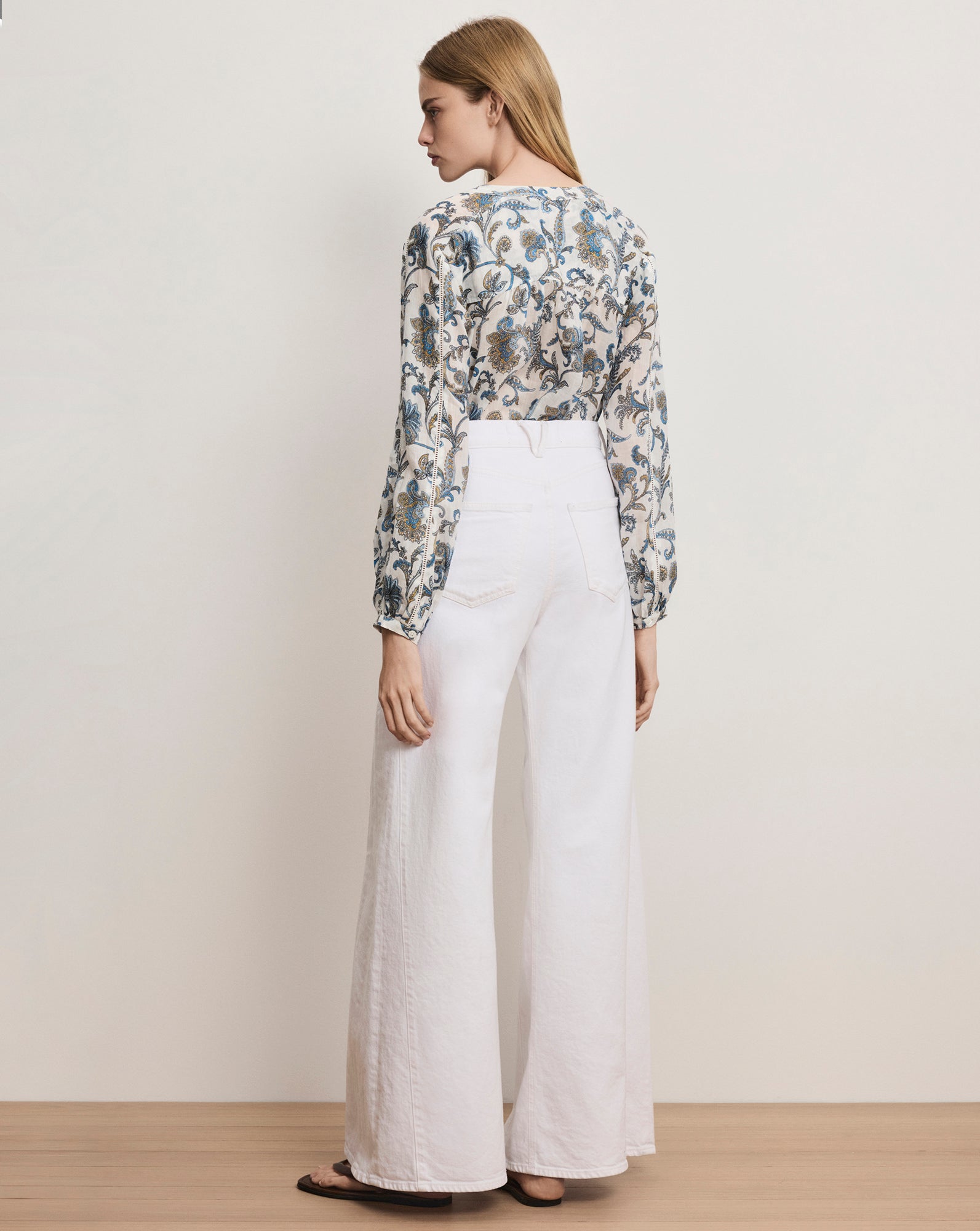 Veronica Beard Soleil Paisley Blouse - Dove White Multi