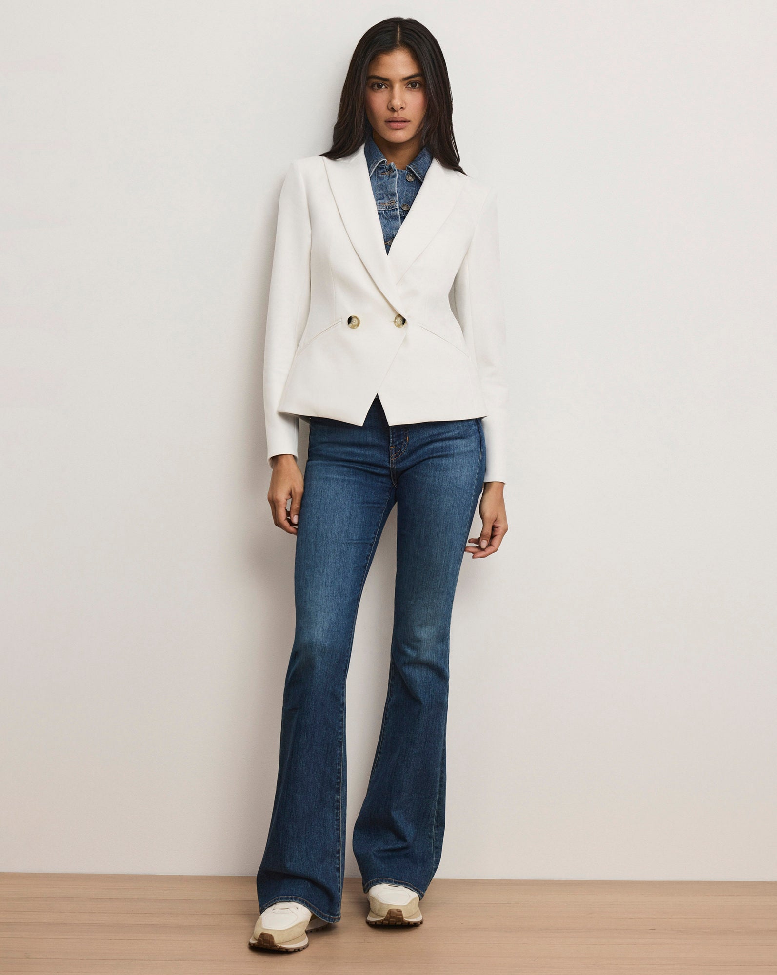 Rickie Cropped Dickey Jacket in Off White | Veronica Beard