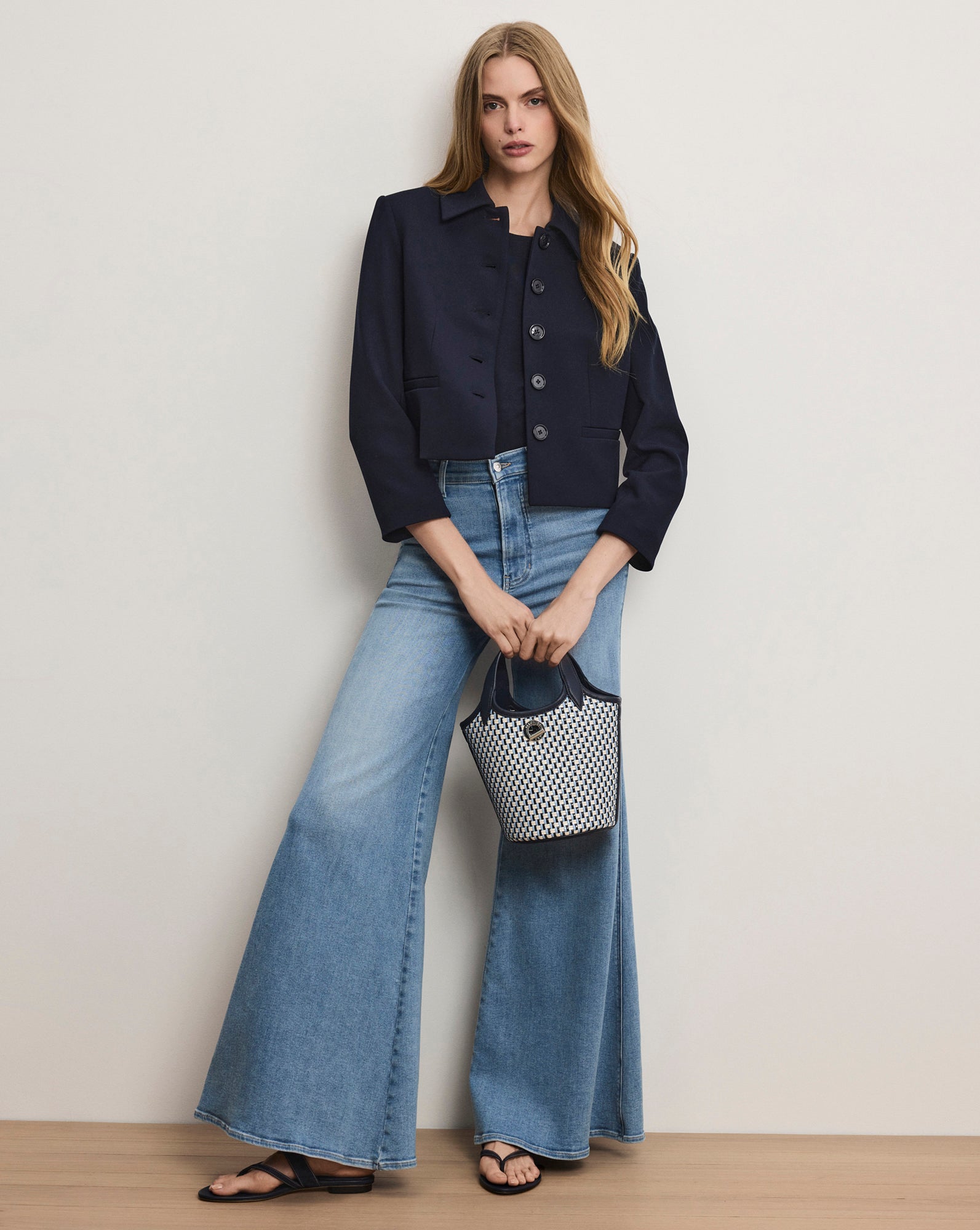 Ismena Removable Scarf Jacket in Navy | Veronica Beard