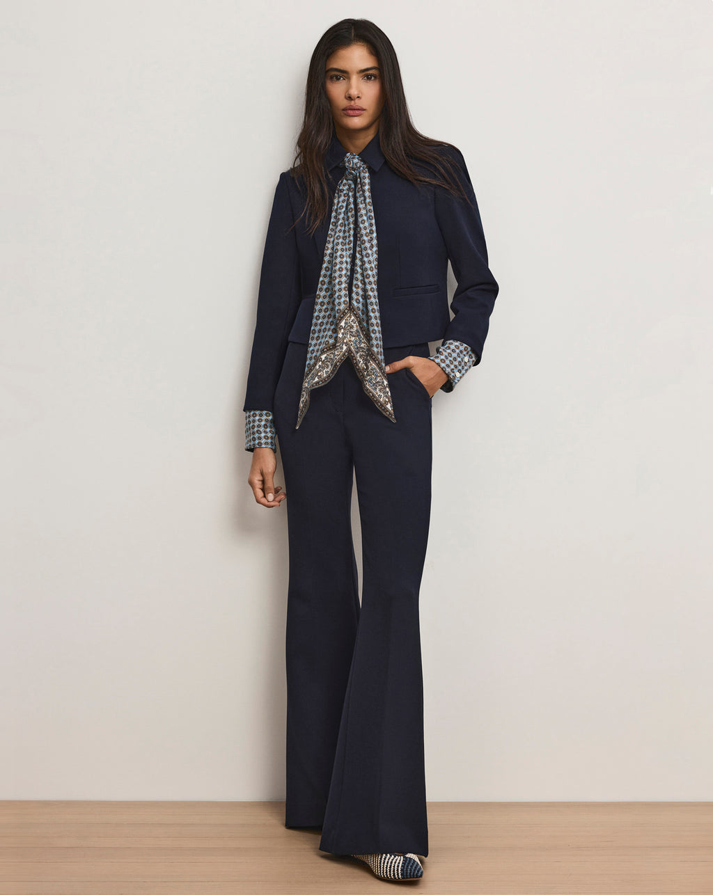 Veronica Beard Arden Flared Pant - Navy