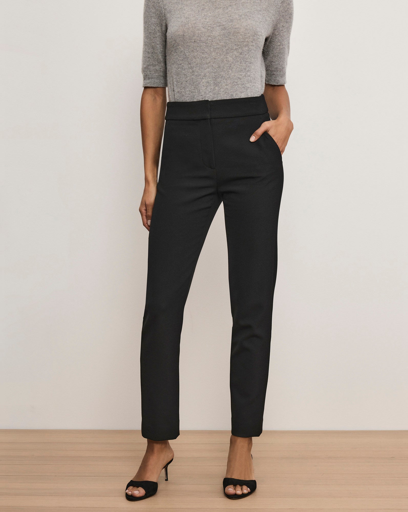 Veronica Beard Renzo Clean Waistband Pant - Black
