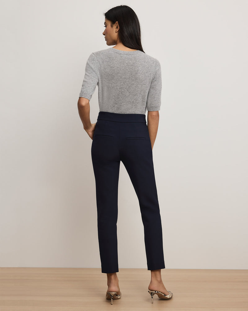Veronica Beard Renzo Clean Waistband Pant - Navy