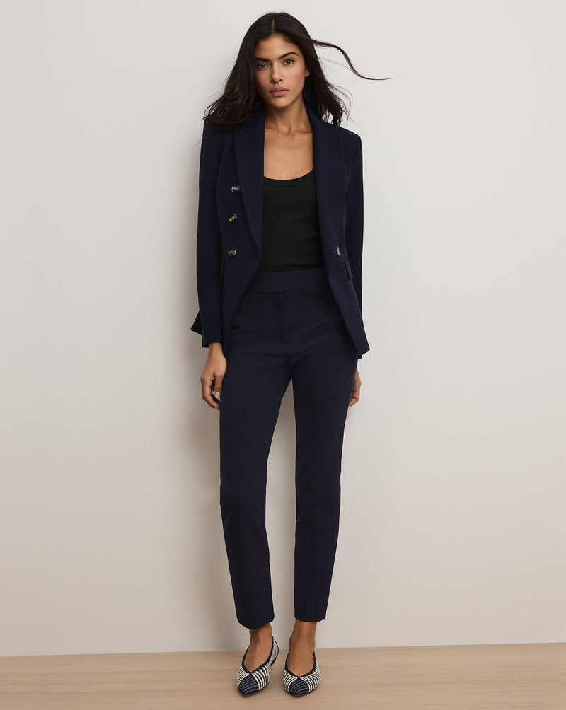 Veronica Beard Renzo Clean Waistband Pant - Navy