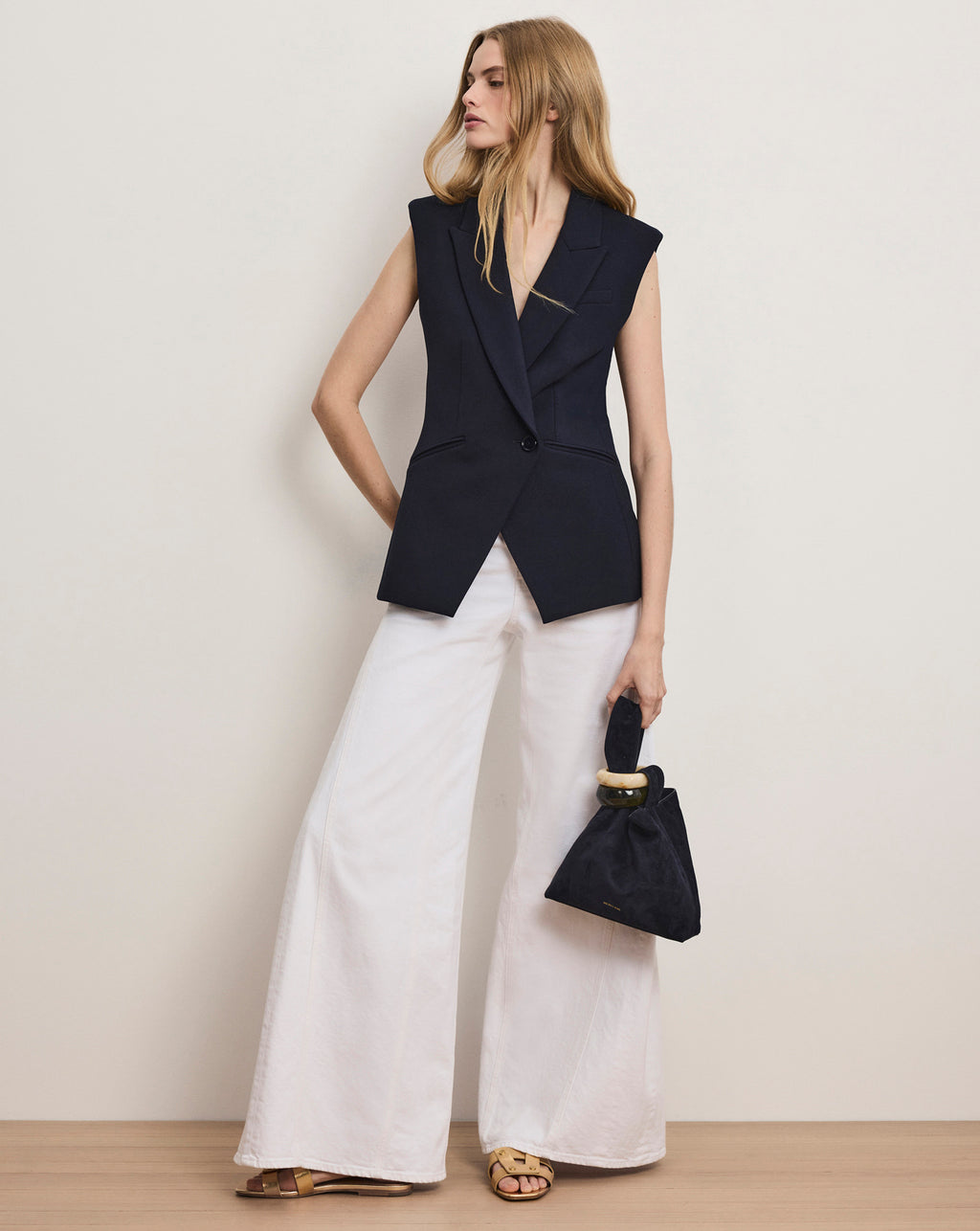 Veronica Beard Ciel Tailored Vest - Navy