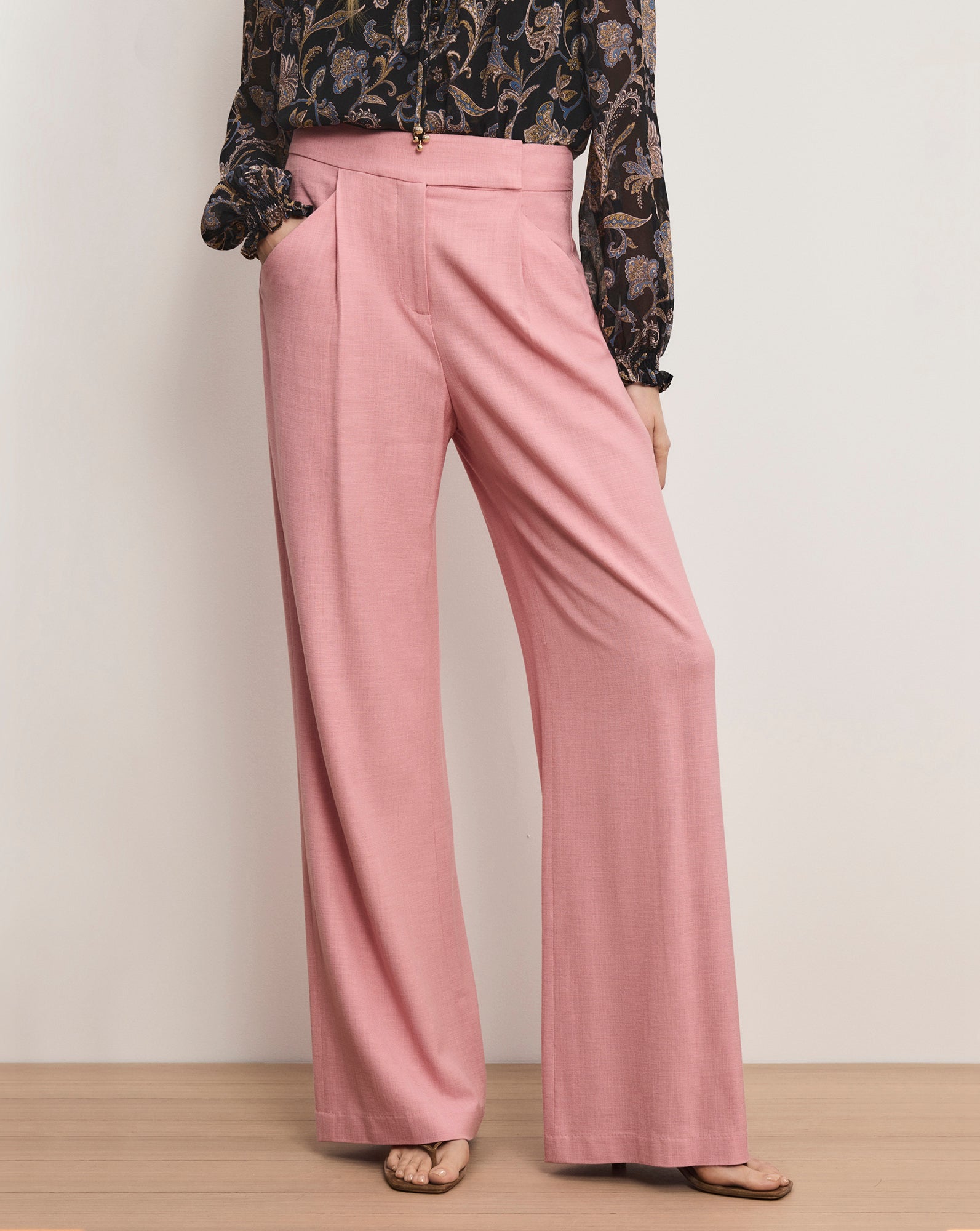 Marbeau Wide-Leg Pant in Pink | Veronica Beard