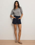 Veronica Beard Marbeau Pleated Short - Navy