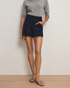 Veronica Beard Marbeau Pleated Short - Navy