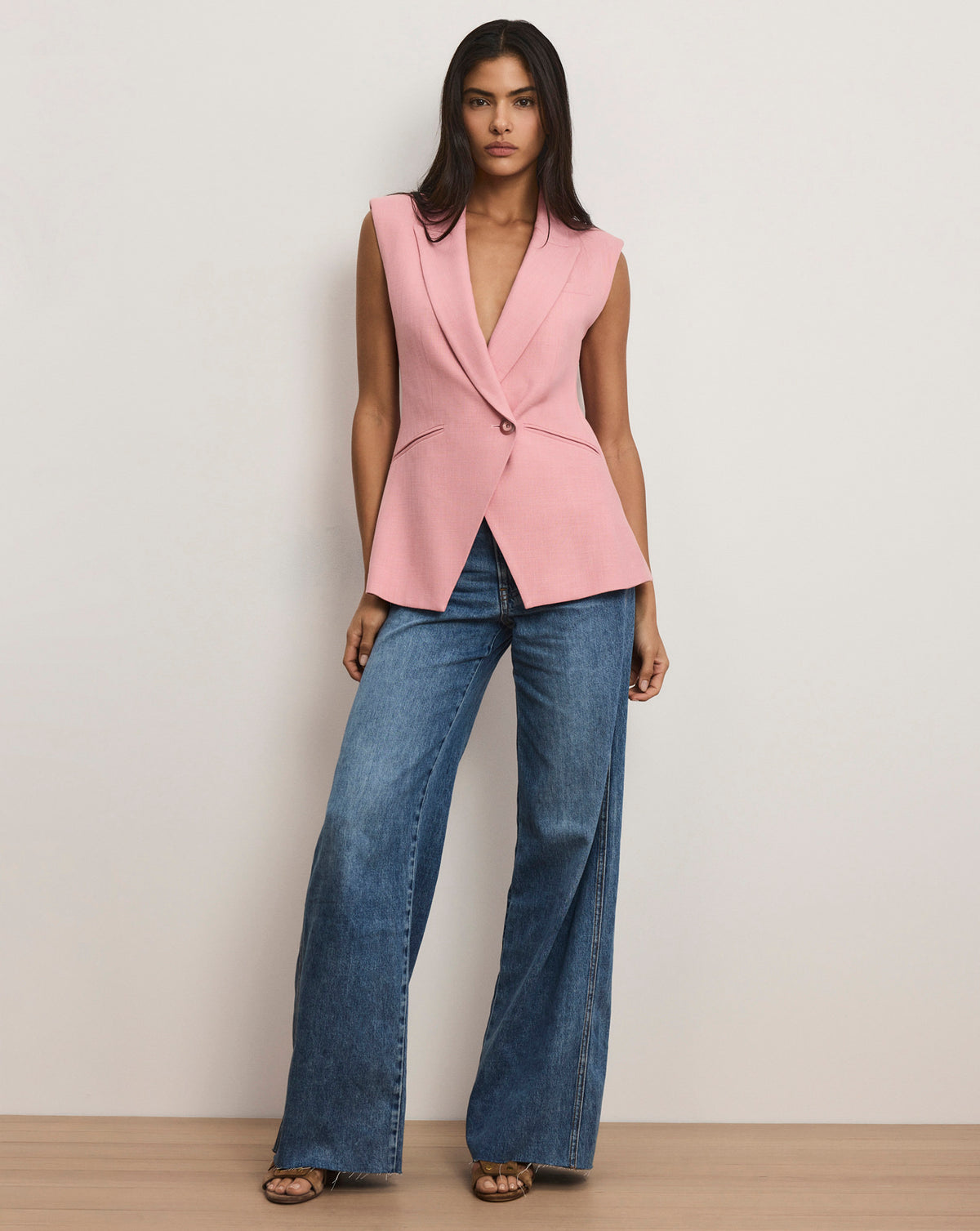 Gilet Toscane Taille 46 Rose Mauve En Tissu Moiré - Occasion Très Bon état