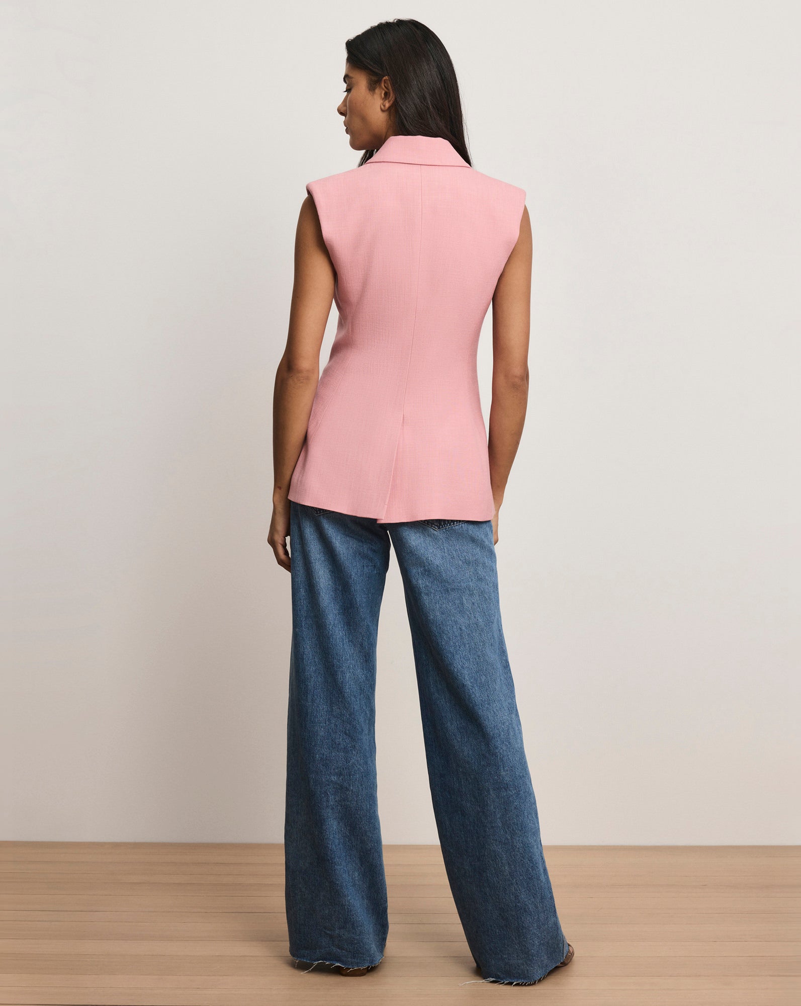 Ciel Tailored Vest in Petal Pink | Veronica Beard