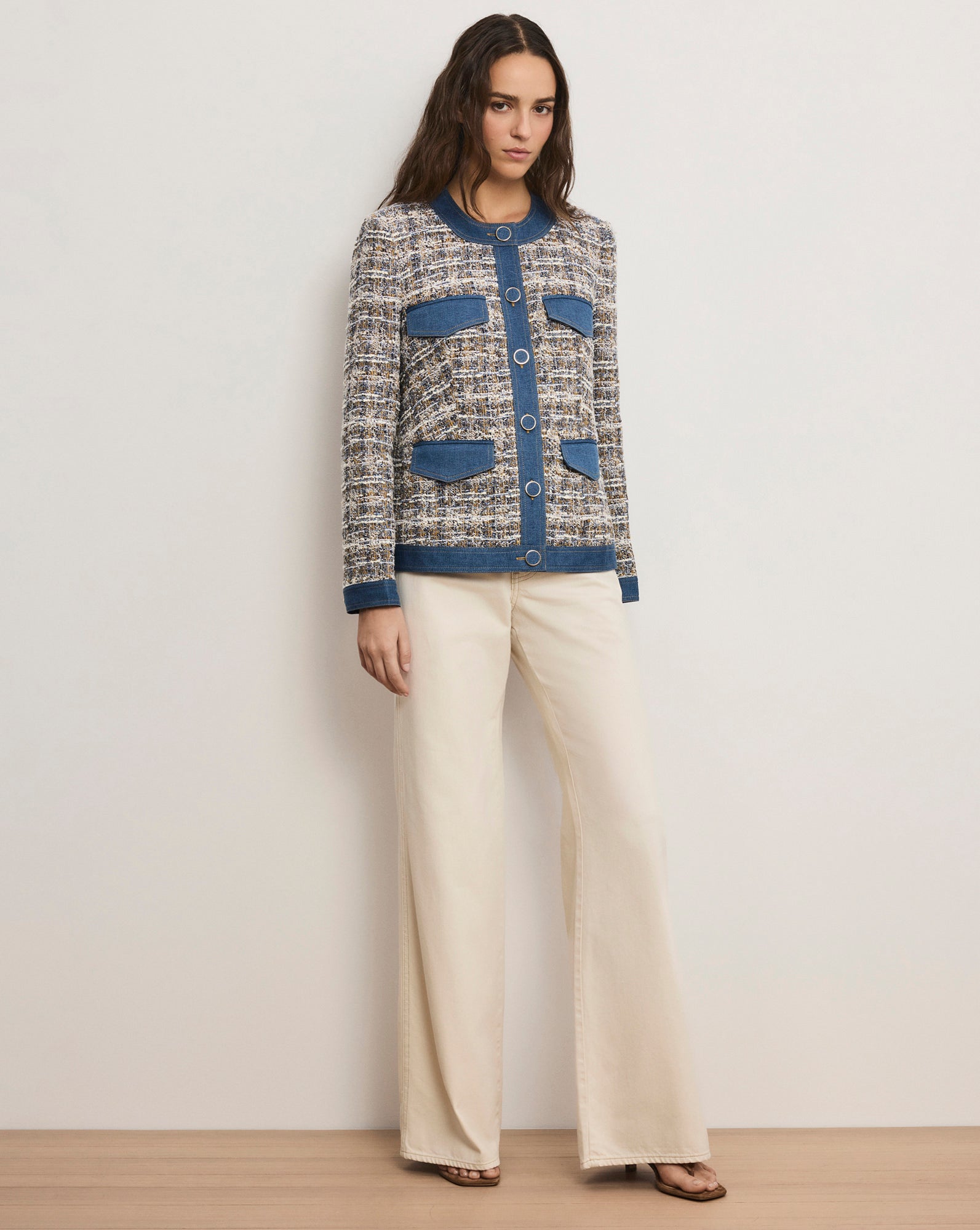 Ainslie Tweed Jacket in Navy Multi & White | Veronica Beard